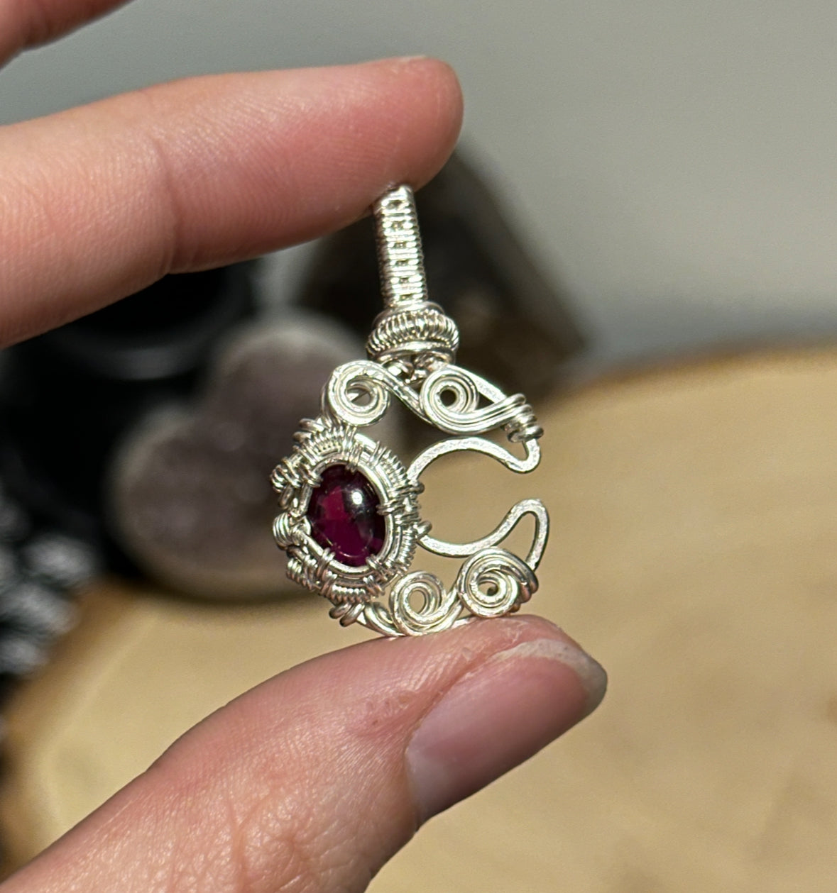 Ruby Sapphire Moon Necklace