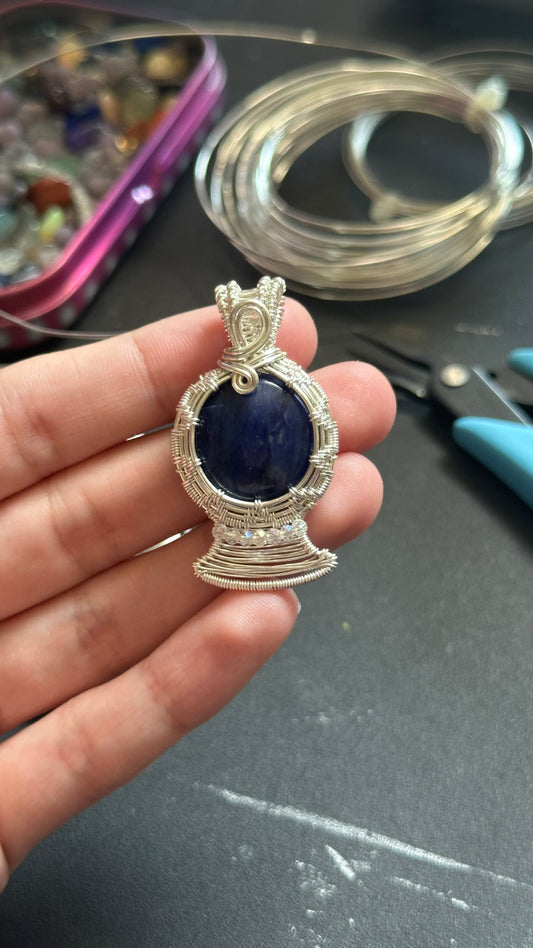 Sodalite x Clear Quartz Crystal Ball Necklace