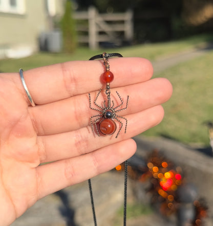 Crystal Spider Necklaces (Oxidized Copper)