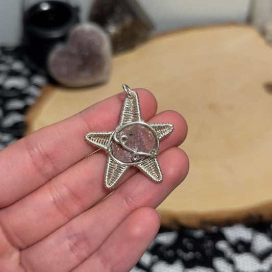 Ruby Star Druzy Starfish Necklace