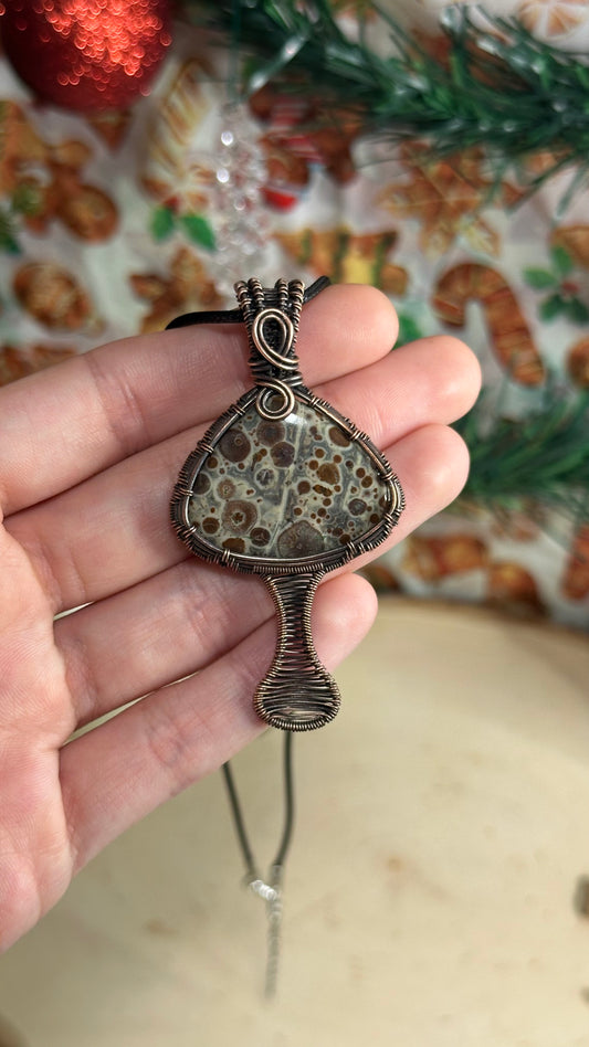 Leopard Skin Jasper Mushroom Necklace