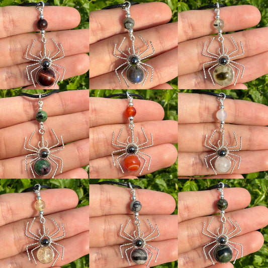 Crystal Spider Necklaces (Silver)
