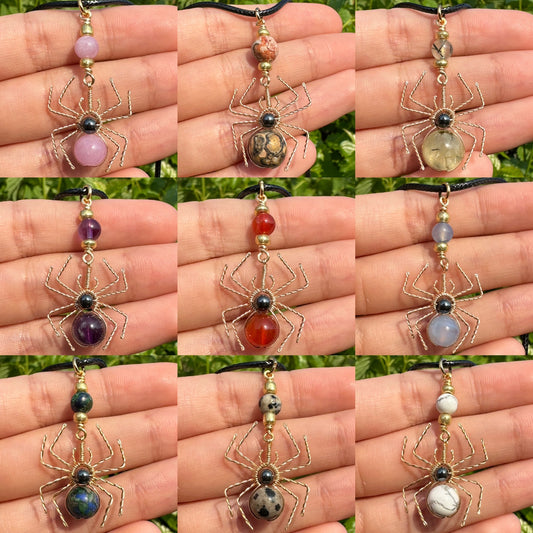 Crystal Spider Necklaces (Gold)