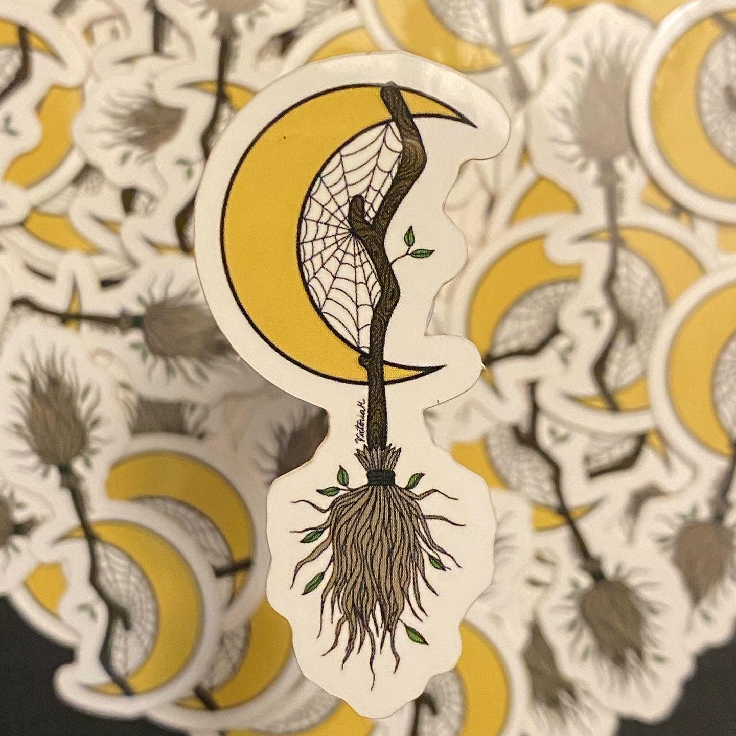Witches Broom By The Moon Sticker