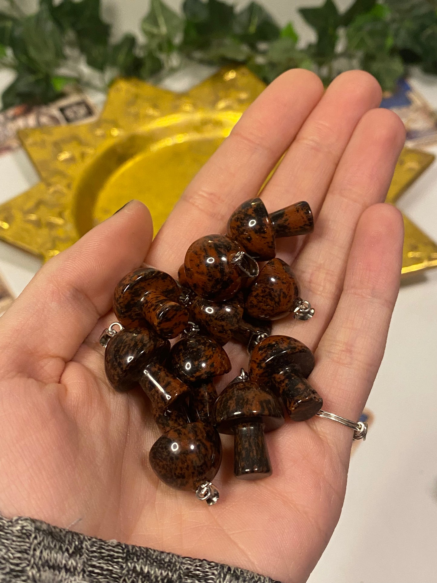 Mahogany Obsidian Mushroom Pendants