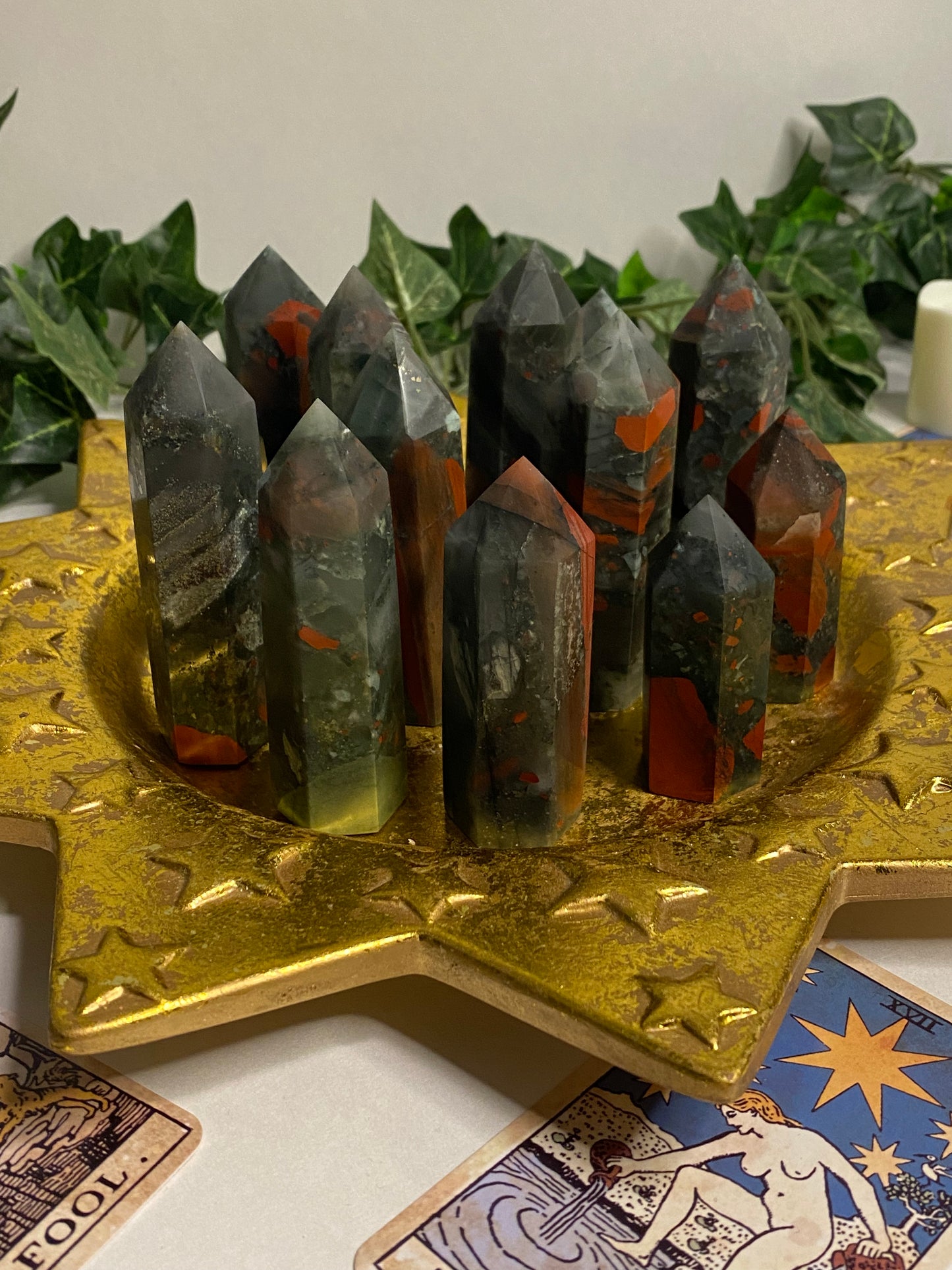 Bloodstone with Pyrite Inclusions Towers