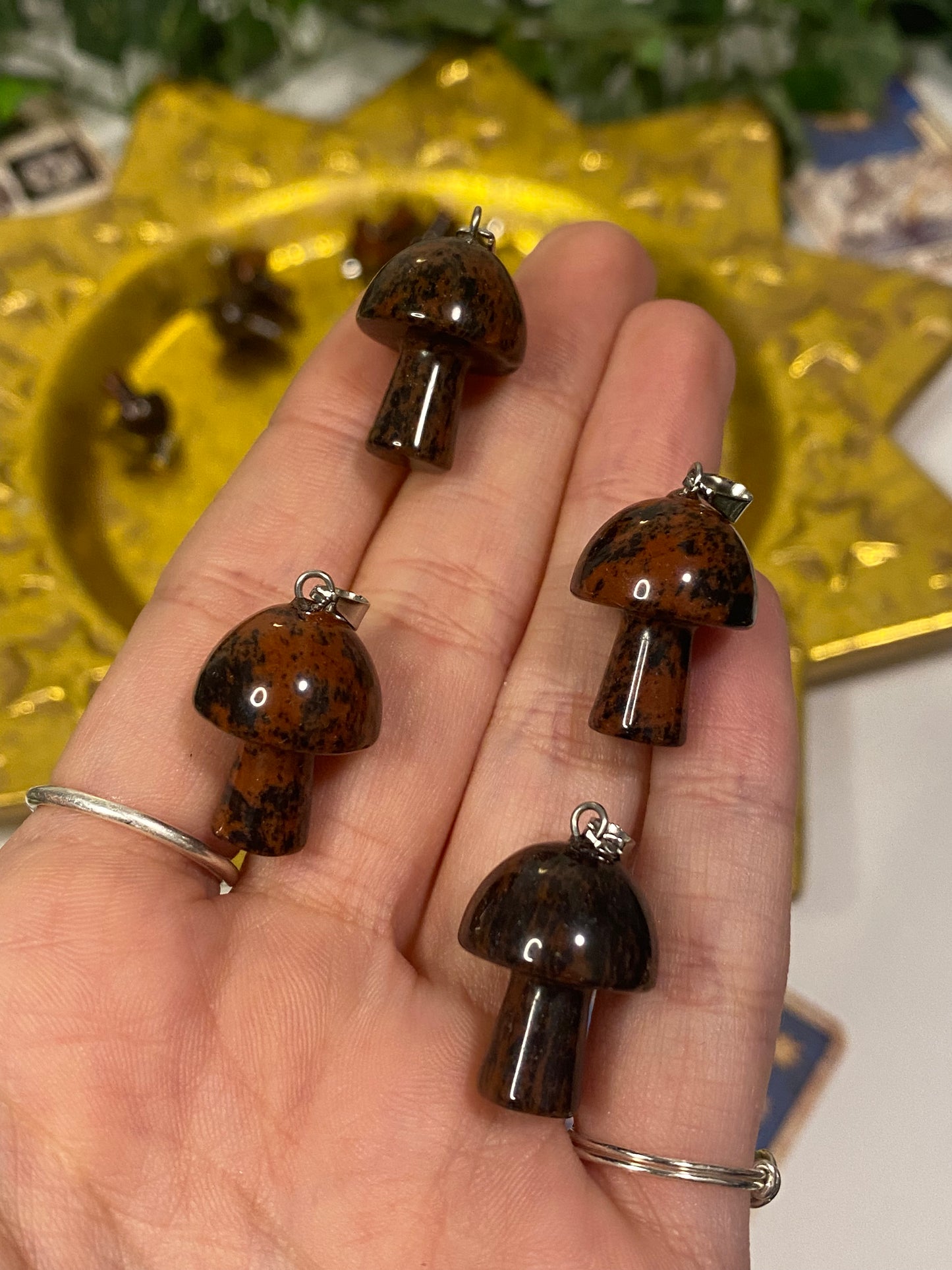 Mahogany Obsidian Mushroom Pendants